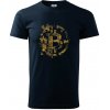 Logo bitcoin puzzle - Klasické pánske tričko vyššej gramáže - S ( Tmavomodrá (veľmi tmavá - skoro čierna) )