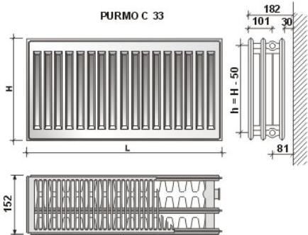 Purmo COMPACT C33 600 x 400 mm F063306004010300