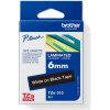 páska BROTHER TZ315 biele písmo, čierna páska Tape (6mm) (TZE315)