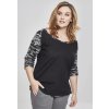 Women's 3/4 Contrast Raglan T-Shirt Black/Dark Camo čierna 5XL Urban Classics 4053838259610
