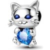 Arterer Strieborný Prívesok S925 Mačka s Modrým Srdcom