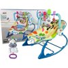 LEAN TOYS Kolíska, hojdačka, sedadlo, kreslo 2 v 1, zvuky modrej zebry, vibrácie