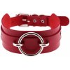 Kožený obojok s krúžkom Red Collar With Ring