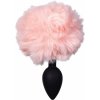 Lola Games Emotions Fluffy Pink, silikónový análny kolík s králičím chvostom 13 x 2,8 cm