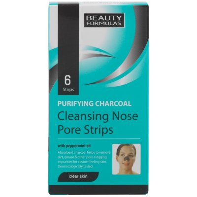 Beauty Formulas Charcoal Clean sing Nose Pore Strips Čistiace pásky na nos s aktívnym uhlím 6 ks