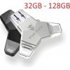 VIKING USB FLASH DISK 3.0 4v1 128GB, S KONCOVKOU APPLE LIGHTNING, USB-C, MICRO USB, USB3.0, černá