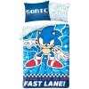 Halantex · Súprava posteľnej bielizne Ježko Sonic - motív Fast lane - 100% bavlna - 70 x 90 cm + 140 x 200 cm