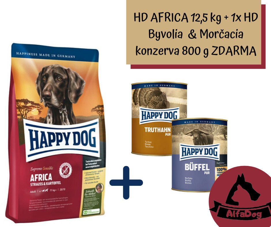 Happy Dog Supreme Sensible Africa Pštros & Zemiaky 12,5 kg