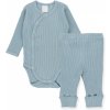 Zavinovacie rebrované body + tepláčky, 2D sada MBaby, mätové 62 (2-3m)