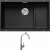 Blanco SUBLINE 700 U Level čierna + kôš z nerezu 526003 + Blanco MIDA chróm 517742