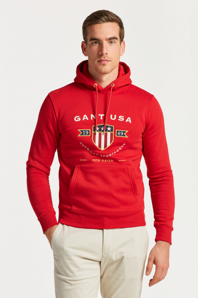 Gant D1. BANNER SHIELD HOODIE červená