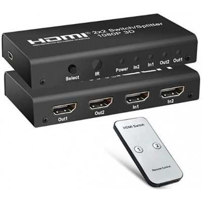Switch PremiumCord HDMI switch 2: 2, 3D, 1080p s diaľkovým ovládačom (KHSWIT22)