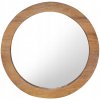 Nástenné zrkadlo, 60 cm, teakové drevo, okrúhle