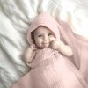 Mušelínová osuška s kapucňou Ouye Handmade ružová (Detský veľký uterák s kapucňou ružový)