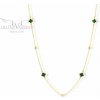 Lillian Vassago Zlatý náhrdelník so štvorlístkami, so zeleným smaltom a guličkami LLV06-GN143