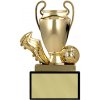Futbalová kopačka s loptou a pohárom Športová trofej na podstavci s vlastným textom 10cm : zlatá