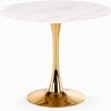 HALMAR Okrúhly jedálenský stôl CASEMIRO, zlatá/biely marmur