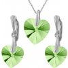 For You Nádherný set Swarovski elements srdce zelený PERIDOT AB 14mm - 701