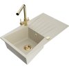 Mexen Cesar, granitový drez 775x470x190 mm, 1-komorový a zlatá batéria Duero, béžová, 6514-69-671600-50