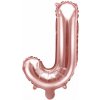 PartyDeco Fóliový balón Mini - Písmeno J 35 cm ružovo-zlatý