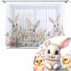 Veľkonočná záclona – Zajačiky, kuriatka a košíky s vajíčkami