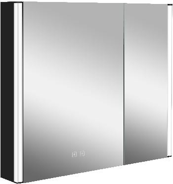 kielle Arkas I - Zrkadlová skrinka s LED osvetlením, vyhrievaním a USB portom, 80x70x13 cm, matná čierna 50111814
