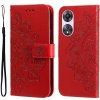 Peňaženkové kožené puzdro 7-petal Flowers na Oppo A58 5G - Červená