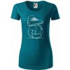 Futbalová lopta kopačka jedným ťahom - Dámske tričko z organickej bavlny Origin (GOTS) - 2XL ( Petrolejová )