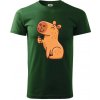 Kapybara s palcom hore - Klasické pánske tričko vyššej gramáže - L ( Fľaškovozelená )