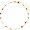 Pozlacený řetízek na nohu Coralia z chirurgické oceli s barevnými korálky