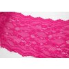 Elastická krajka, vsadka - ostrá ružová - šírka 17 cm