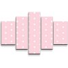 Sablio Obraz - 5-dílný Biele bodky na ružovej - 125x90 cm