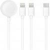 OEM C3169 kábel Apple watch Lightning - typ C - typ C 3W 1A universal (Nabíjací kábel typu C 3v1 pre iPhone Lightning 3v1 8-pin+Typ C 2A+Apple Watch biely)