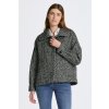 BUNDA GANT PATTERN CROPPED WOOL JACKET CHARCOAL MELANGE