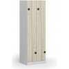 Kovová šatníková skrinka S1 Z, 4 oddiely, 1850 x 600 x 500 mm, demont, zámok s čítačkou RFID kariet, laminované dvere, dub prírodný