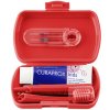 Curaprox Kids travel červený 1x zubná kefka 2x medzizubná kefka CPS 1x zubná pasta melón 6+ 10 ml 1x nálepka darčeková sada