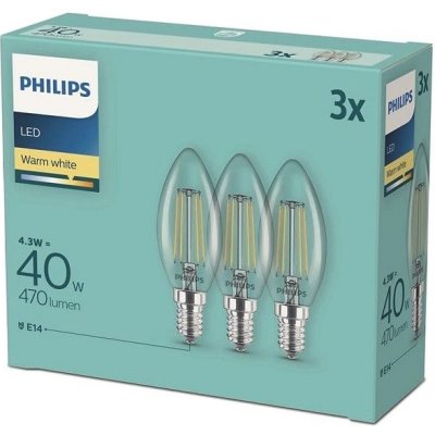 Philips LED classic 4,3 40 W, E14 2700 K, 3 ks