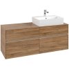 VILLEROY & BOCH Collaro závesná skrinka pod umývadlo na dosku (umývadlo vpravo), 4 zásuvky, s LED osvetlením, 1400 x 500 x 548 mm, Oak Kansas, C133B0RH