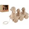Teddies Tri psy ťahacie prírodné drevo 22cm