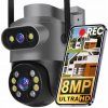 VONKAJŠIA DVOJITÁ OTOČNÁ KAMERA Ultra HD 8MPX WIFI IP SMART DETEKCIA 4K