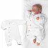 Baby Nellys Pletený overálok s gombíkmi zapínanie bokom, Hand Made, biely, biely Velikost koj. oblečení: 68 (3-6m)