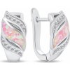 Brilio Silver Pôvabné strieborné náušnice so zirkónmi a syntetickým opálom EA970WP