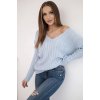 KESI 2019-33BLMO Dámsky pletený sveter s výstrihom v tvare V bledo modrý
