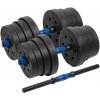 Rebel RBA-2301 Nastaviteľné činky s konektorom 2 x 15 kg, čierna a modrá