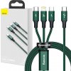 Baseus CAMLT-SC06 Rapid 3in1 USB Type C - USB Type C / Lightning / Micro USB 20 W, 1,5m, zelený