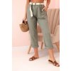 Fashionweek dámske bavlnené plátené nohavice s opaskom K52888 Khaki
