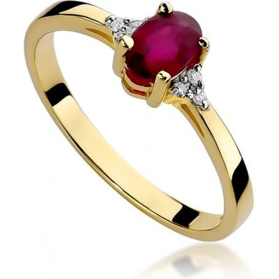 VIPgold Zlatý diamantový prsteň s rubínom RG424Rz v žltom zlate