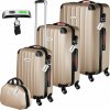 tectake 404988 cestovné kufre cleo s váhou na batožinu – súprava 4 ks - champagne