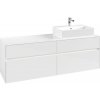 VILLEROY & BOCH Collaro závesná skrinka pod umývadlo na dosku (umývadlo vpravo), 4 zásuvky, s LED osvetlením, 1600 x 500 x 548 mm, Glossy White, C136B0DH