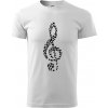 Husľový kľúč z nôt - Klasické pánske tričko vyššej gramáže - 2XL ( Biela )